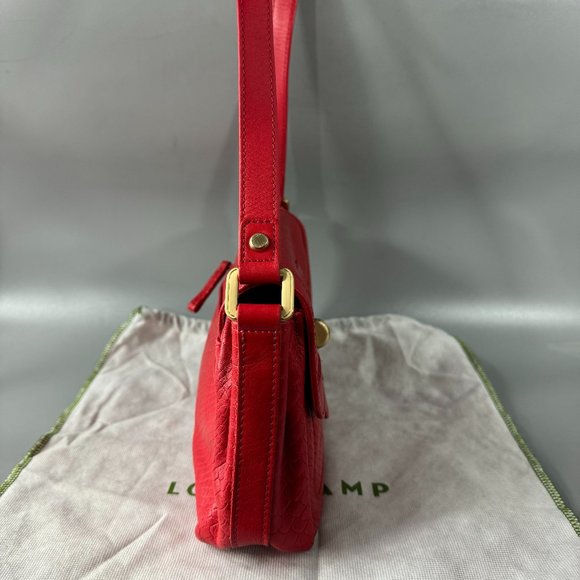 Longchamp Gatsby Python Embossed Leather Shoulder Bag in Red - Picture 5 of 14